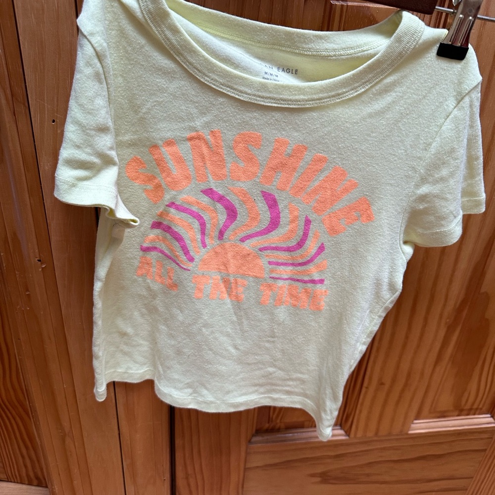 American Eagle Outfitters Kids Sunshine Tee - Cream and Pink